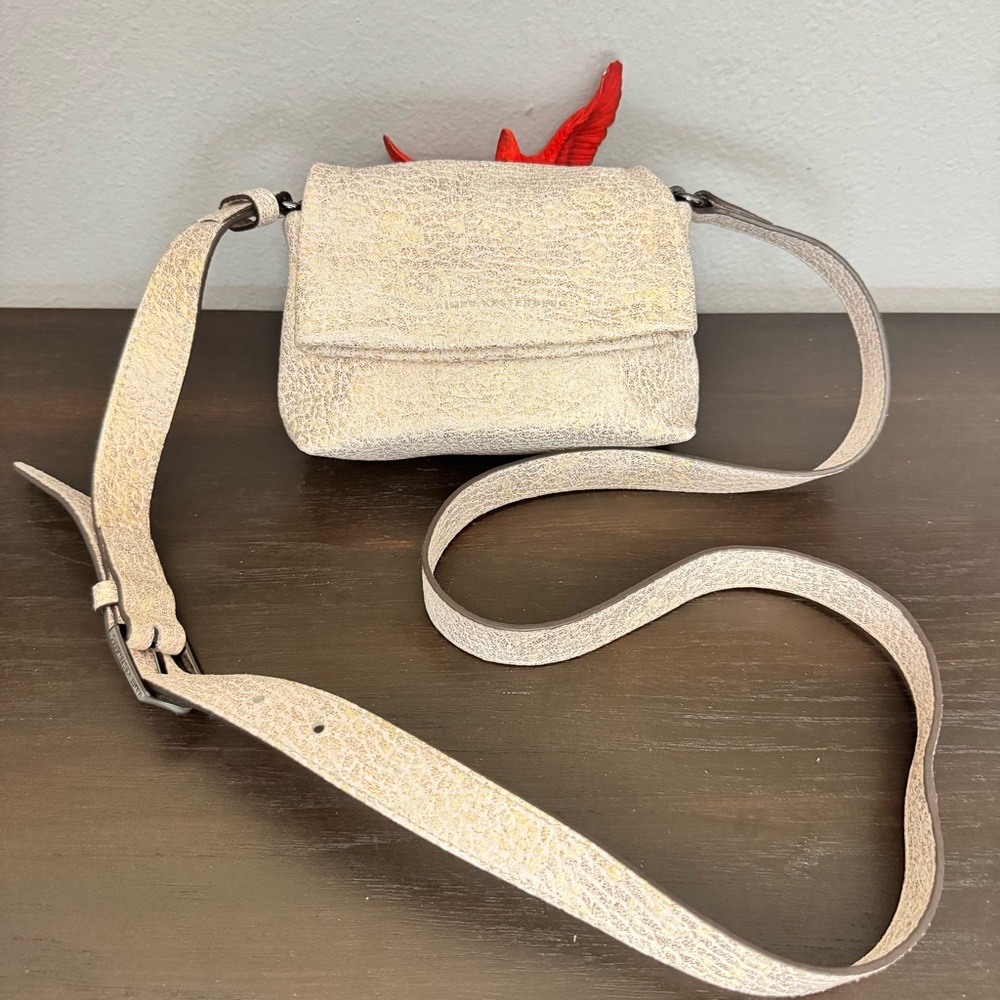 Aimee Kestenberg Metallic Crackle Leather Mini Crossbody Bag